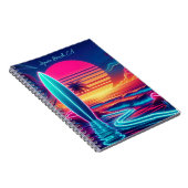 Sunset Surfboard Neon-verlichting Notitieboek (Rechterzijde)
