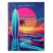 Sunset Surfboard Neon-verlichting Notitieboek (Voorkant)