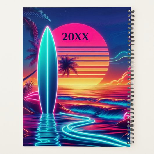 Sunset Surfboard Neon-verlichting Planner (Achterkant)