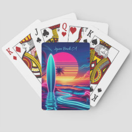 Sunset Surfboard Neon-verlichting Pokerkaarten