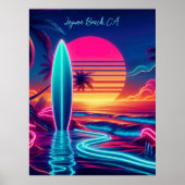 Sunset Surfboard Neon-verlichting Poster (Voorkant)