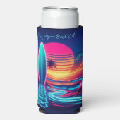 Sunset Surfboard Neon-verlichting Seltzer Blikjeskoeler (Seltzer Voorkant)