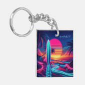 Sunset Surfboard Neon-verlichting Sleutelhanger (Voorkant Links)
