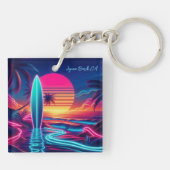 Sunset Surfboard Neon-verlichting Sleutelhanger (Achterkant)