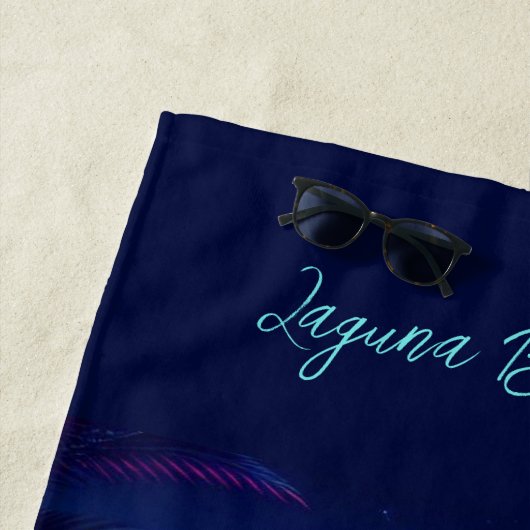 Sunset Surfboard Neon-verlichting Strandlaken (In situ)