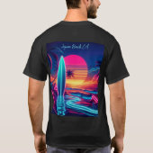 Sunset Surfboard Neon-verlichting T-shirt (Achterkant)