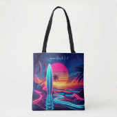Sunset Surfboard Neon-verlichting Tote Bag (Voorkant)