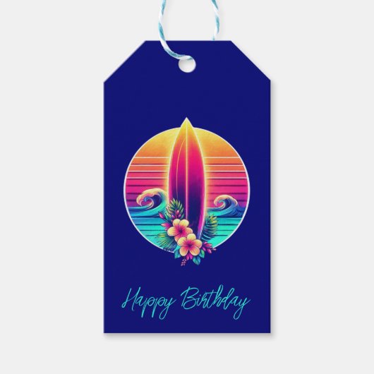 Sunset Surfboard Paradise Cadeaulabel (Voorkant)