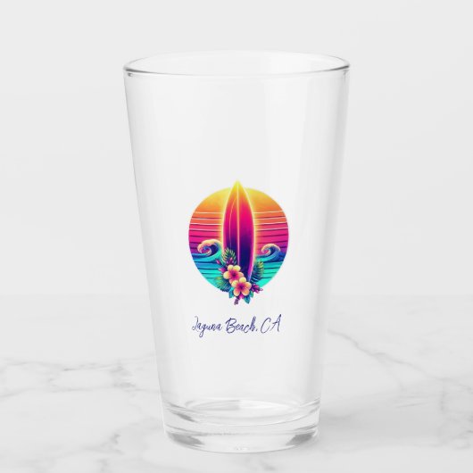 Sunset Surfboard Paradise Glas (Voorkant)