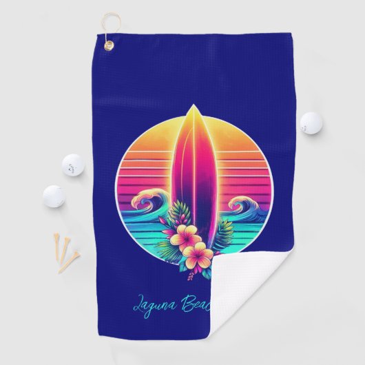 Sunset Surfboard Paradise Golfhanddoek (Insitu)