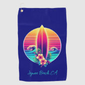 Sunset Surfboard Paradise Golfhanddoek (Voorkant)