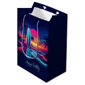 Sunset Surfboard Paradise Neon Lights- Medium Cadeauzakje (Voorkant Gekanteld)