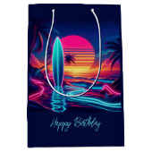 Sunset Surfboard Paradise Neon Lights- Medium Cadeauzakje (Voorkant)