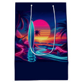 Sunset Surfboard Paradise Neon Lights- Medium Cadeauzakje (Achterkant)