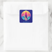 Sunset Surfboard Paradise Vierkante Sticker (Tas)