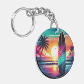 Sunset Surfboard Vibes Sleutelhanger (Voorkant Links)