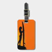 Sunset Surfer Girl met surfboard Bagagelabel (Voorkant verticaal)