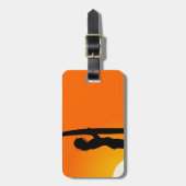 Sunset Surfer Girl met surfboard Bagagelabel (Voorkant verticaal)