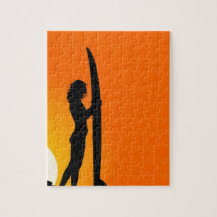 Sunset Surfer Girl met surfboard Legpuzzel