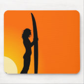 Sunset Surfer Girl met surfboard Muismat (Voorkant)