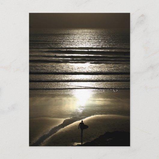 Sunset Surfer op Polzeath Briefkaart (Voorkant)