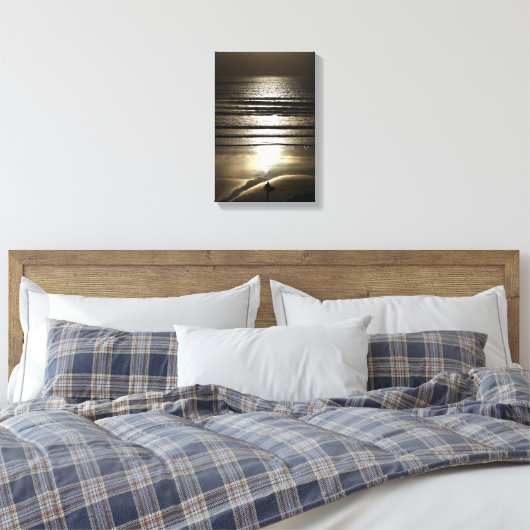 Sunset Surfer op Polzeath Canvas Afdruk (Insitu (Slaapkamer))
