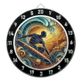 Sunset Surfer op Wave Wall Art Dartbord (Voorkant)