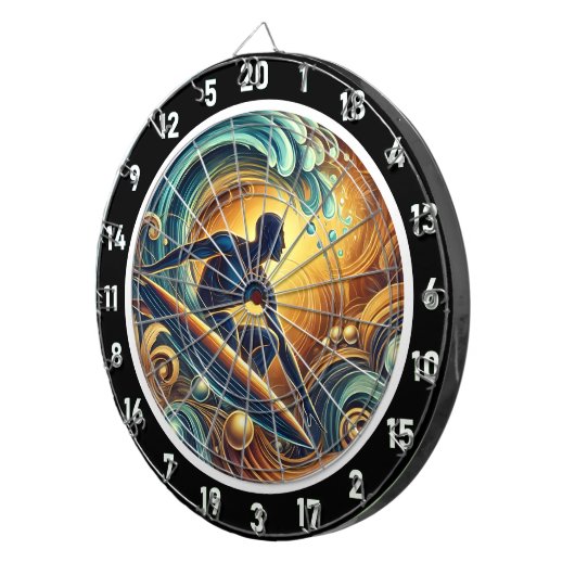 Sunset Surfer op Wave Wall Art Dartbord (Voorkant Rechts)