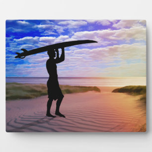 Sunset Surfer Sand and Clouds Art Fotoplaat