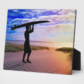 Sunset Surfer Sand and Clouds Art Fotoplaat (Zijkant)
