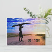 Sunset Surfer Sand and Clouds Kaart (Staand voorkant)