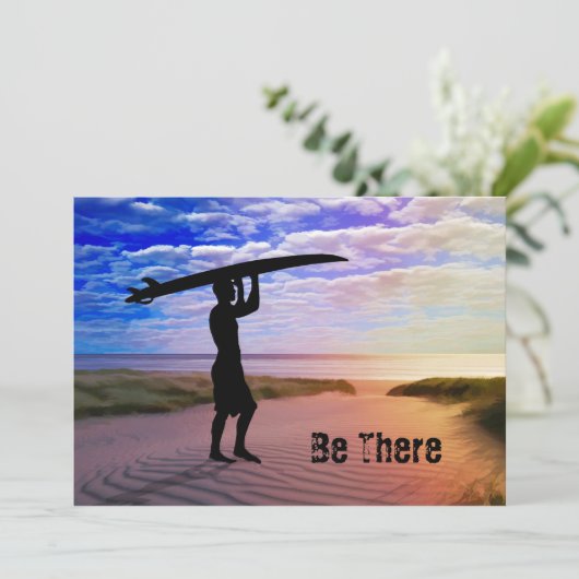 Sunset Surfer Sand and Clouds Kaart (Staand voorkant)