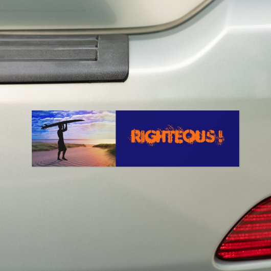 Sunset Surfer Sand & Clouds Bumpersticker (Op auto)