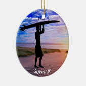 Sunset Surfer Sand Clouds PERSONALIZE Keramisch Ornament (Rechts)