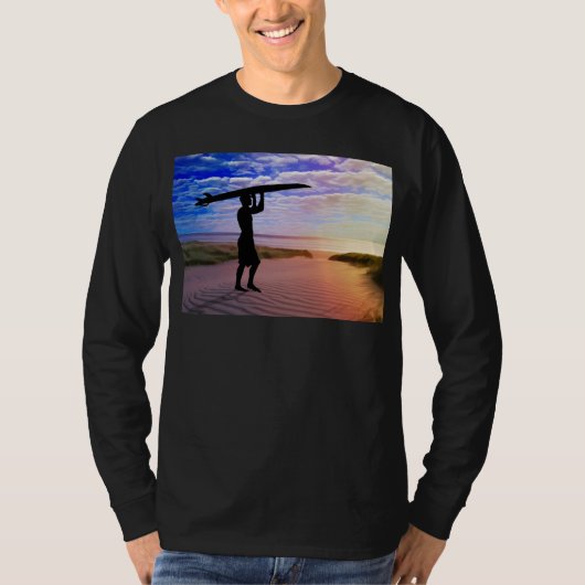 Sunset Surfer Sand & Clouds T-shirt (Voorkant)