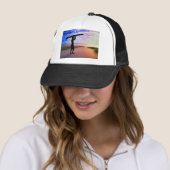 Sunset Surfer Sand & Clouds Trucker Pet (In situ)