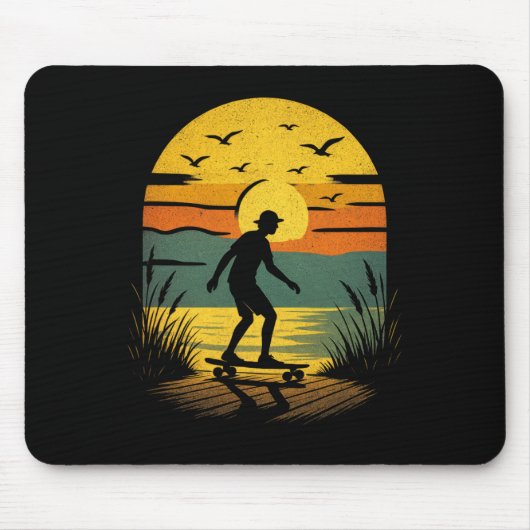 Sunset Surfer - Vintage Retro Surfen Strand Muismat (Voorkant)
