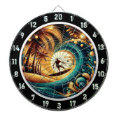 Sunset Surfer Wave Art Piece Dartbord (Voorkant)