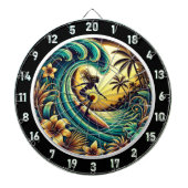 Sunset Surfer Wave Ocean Art Dartbord (Voorkant)