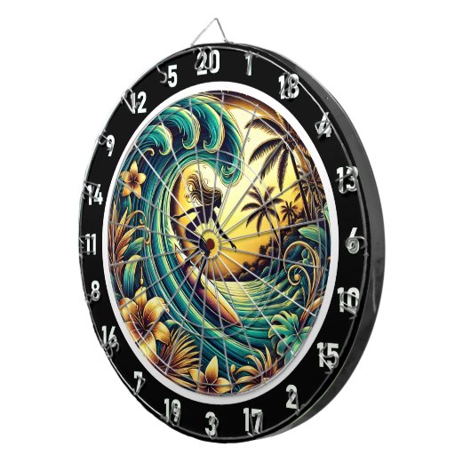 Sunset Surfer Wave Ocean Art Dartbord (Voorkant Rechts)