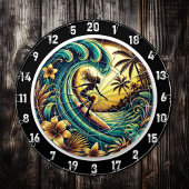 Sunset Surfer Wave Ocean Art Dartbord