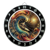 Sunset Surfer Wave Tropical Wall Art Dartbord (Voorkant)