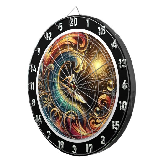 Sunset Surfer Wave Tropical Wall Art Dartbord (Voorkant Rechts)