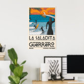 Sunset Surfers Poster La Saladita Surf Scene (Thuiskantoor)