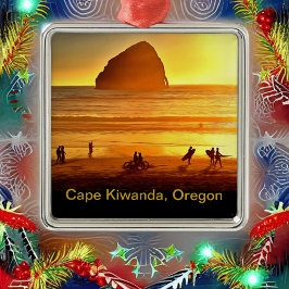Sunset Surfing and Biking Cape Kiwanda Oregon Metalen Ornament