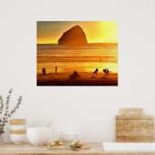 Sunset Surfing and Biking Cape Kiwanda Oregon Poster (Keuken)