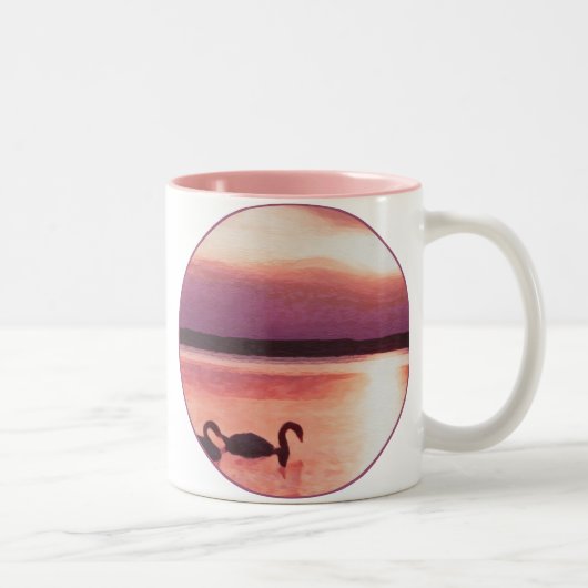 Sunset Swans Tweekleurige Koffiemok (Rechts)