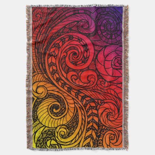 Sunset Swirl Boho Throw Blanket Deken (Voorkant Verticaal)