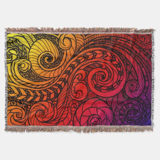Sunset Swirl Boho Throw Blanket Deken (Voorkant)