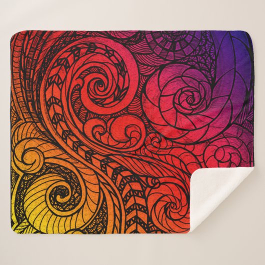 Sunset Swirl Cozy  Sherpa Deken (Voorkant (horizontaal))